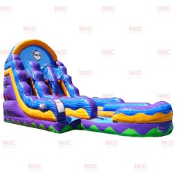 19 ft Tropical Apex Hurricane Double Lane Inflated Pool Marble Orange Slide